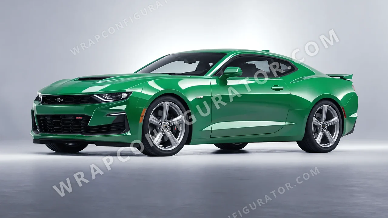 Green Chevrolet Camaro SS 2020 wrapped in 3M Gloss Kelly Green G46