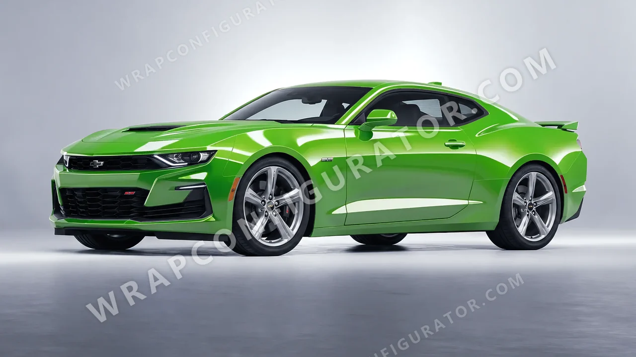 Green Chevrolet Camaro SS 2020 wrapped in 3M Gloss Light Green G16