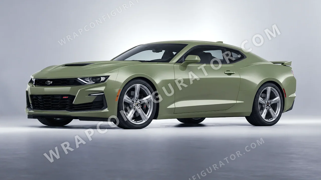Green Chevrolet Camaro SS 2020 wrapped in 3M Komodo Green S56
