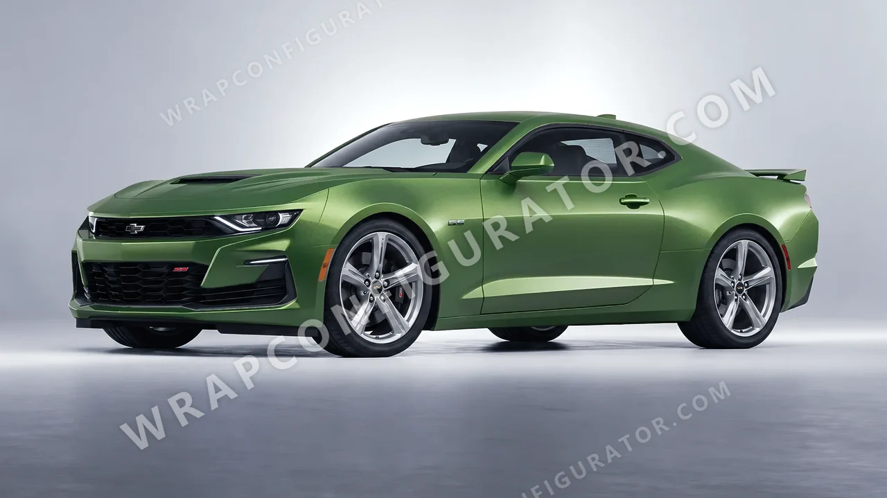 Green Chevrolet Camaro SS 2020 wrapped in Avery Dennison Apple Green SW900-745-M