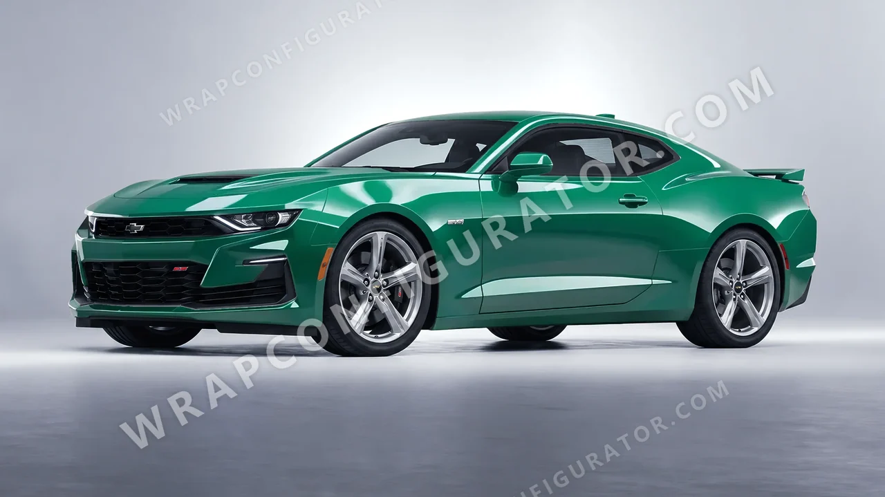 Green Chevrolet Camaro SS 2020 wrapped in Avery Dennison Emerald Green SW900-771-O