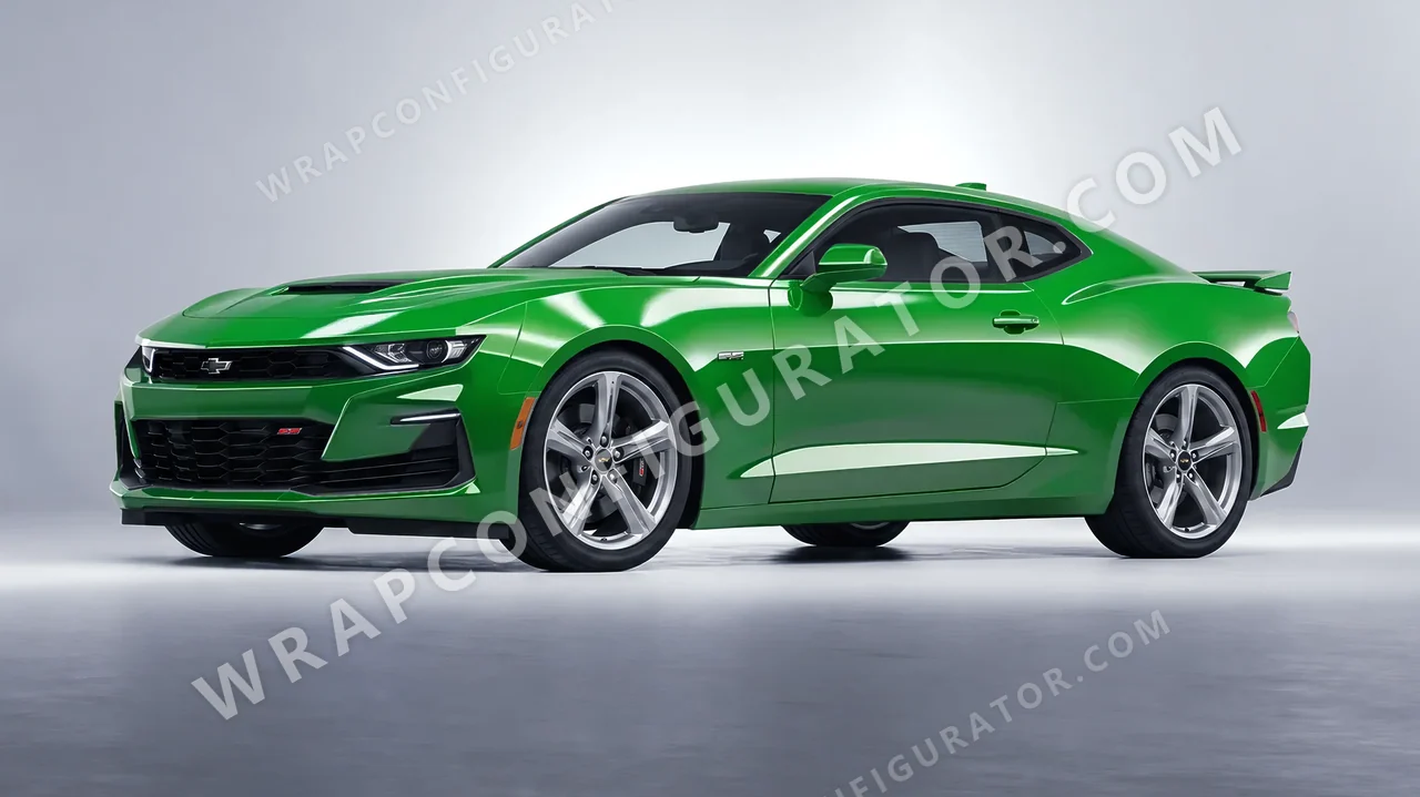 Green Chevrolet Camaro SS 2020 wrapped in Avery Dennison Grass Green SW900-758-O