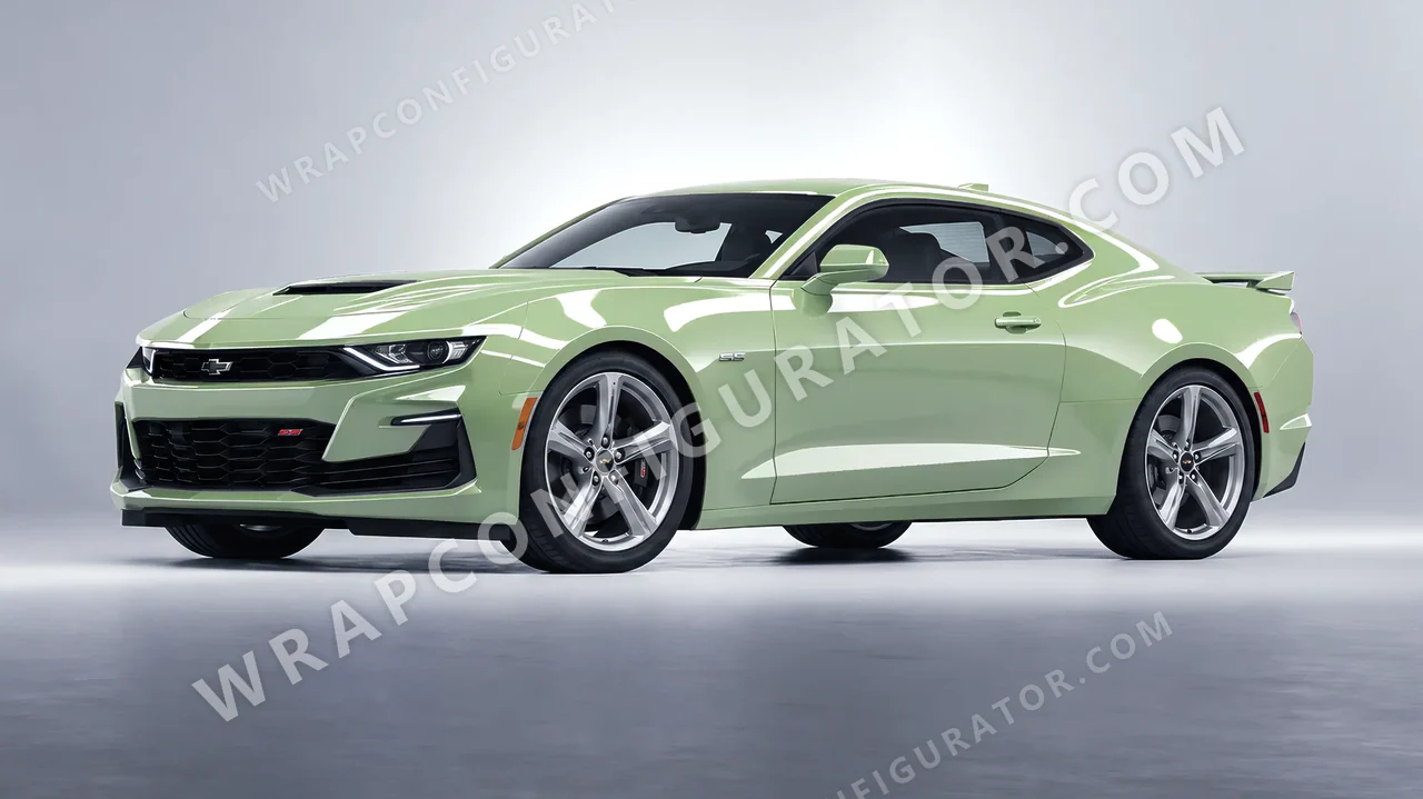 Green Chevrolet Camaro SS 2020 wrapped in Avery Dennison Light Pistachio SW900-728-O