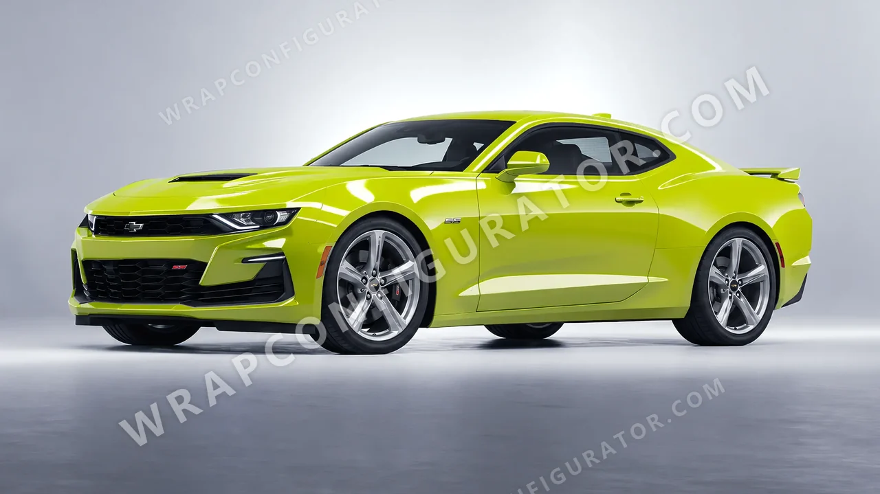 Green Chevrolet Camaro SS 2020 wrapped in Avery Dennison Lime Green SW900-731-O
