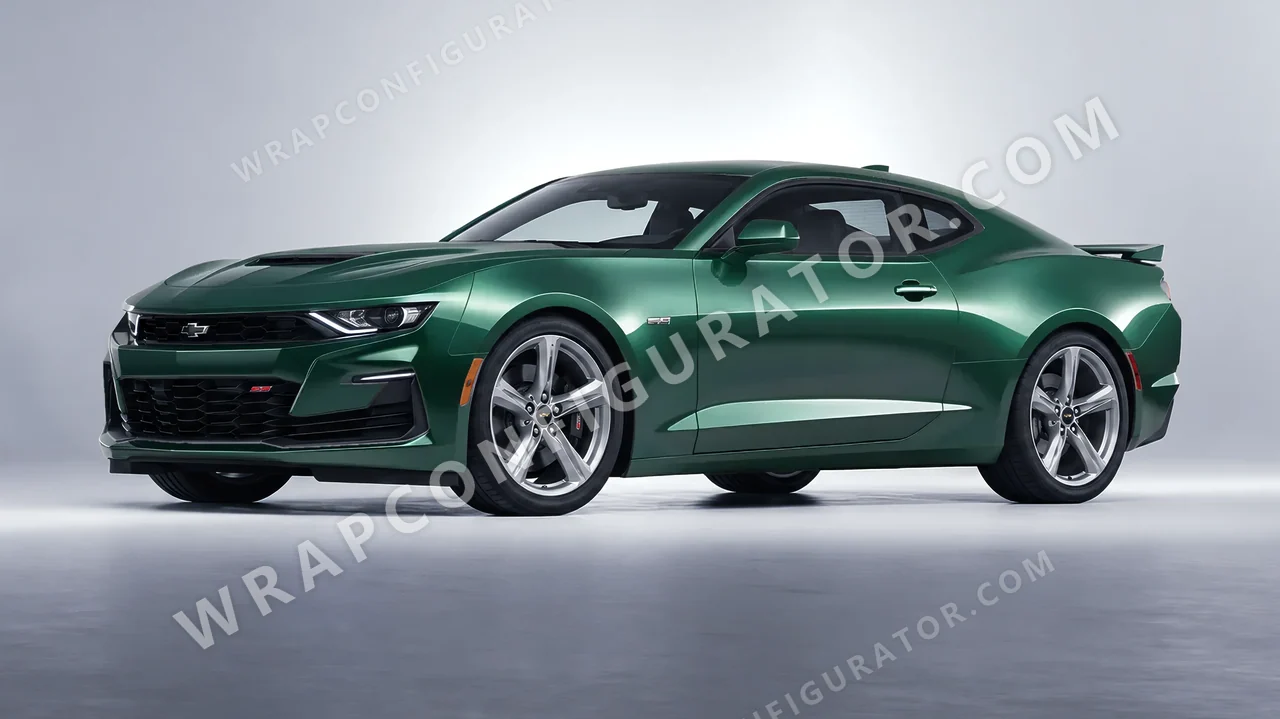 Green Chevrolet Camaro SS 2020 wrapped in Avery Dennison Pearl Dark Green SW900-796-S