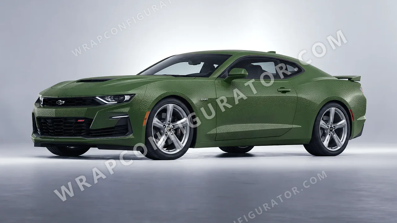 Green Chevrolet Camaro SS 2020 wrapped in Avery Dennison Rugged Marsh Green SW900-738-X