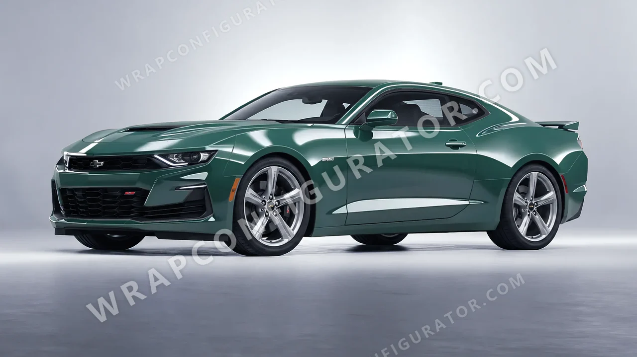 Green Chevrolet Camaro SS 2020 wrapped in Avery Dennison Smooth Sage SW900-729-O