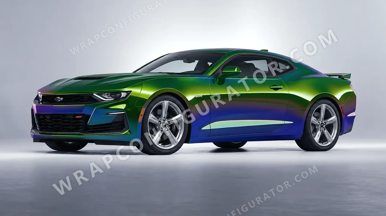 Green Chevrolet Camaro SS 2020 wrapped in Colourshield PPF by HyperPro Aurora Green GB01-P