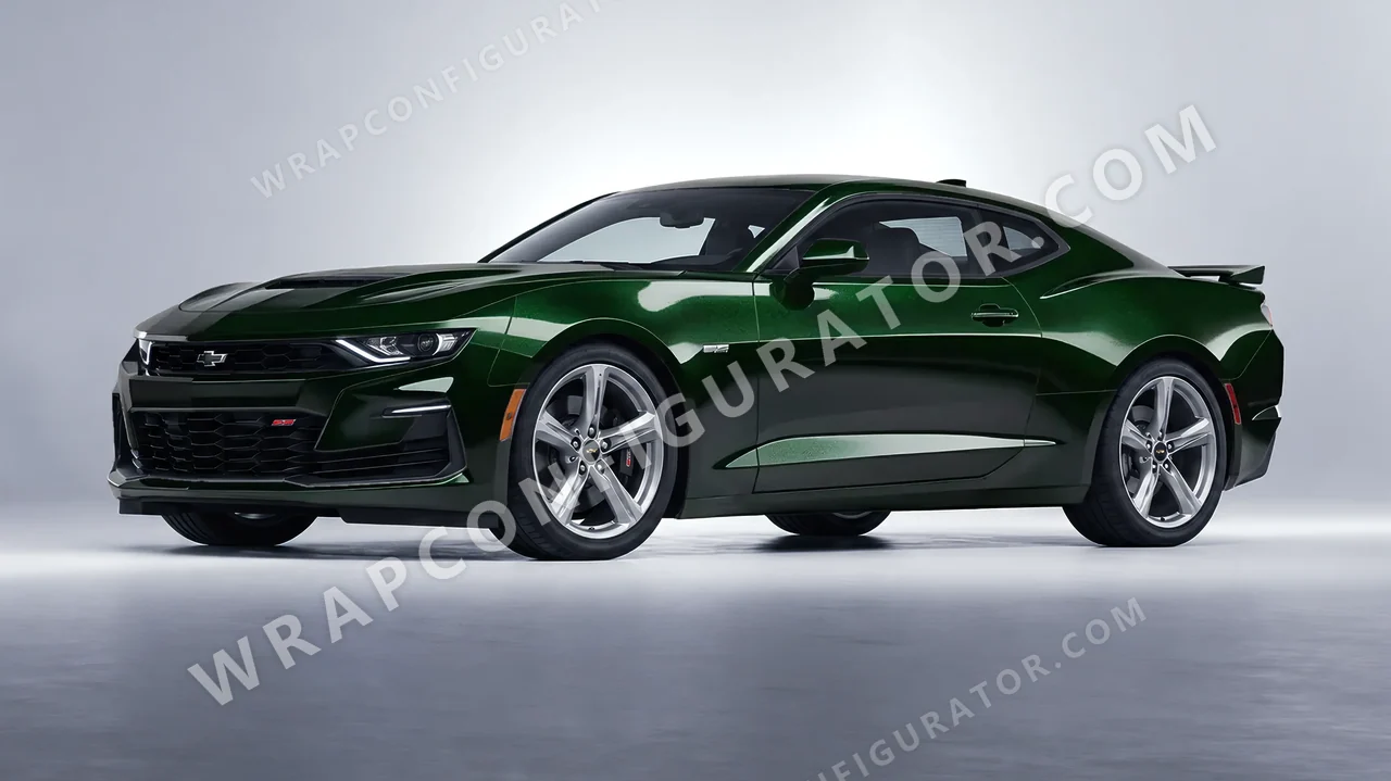 Green Chevrolet Camaro SS 2020 wrapped in Colourshield PPF by HyperPro Dark Emerald HGM43-P
