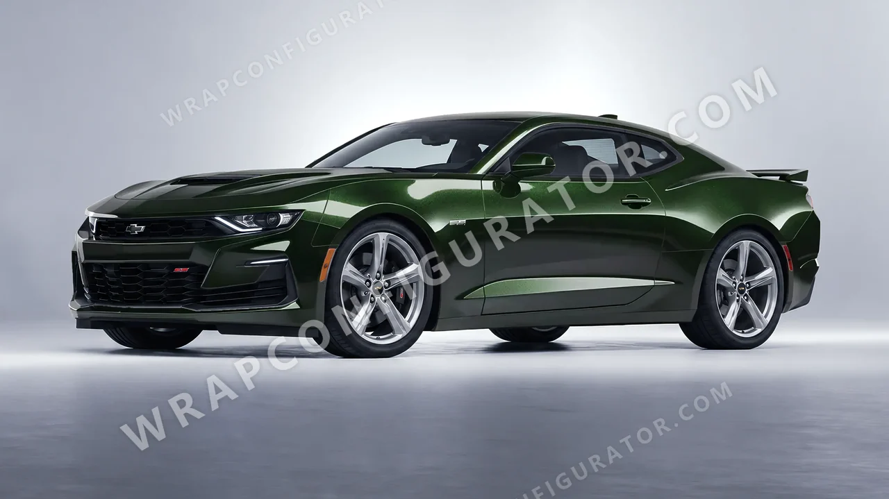Green Chevrolet Camaro SS 2020 wrapped in Colourshield PPF by HyperPro Dark Forest Green HGM74-P