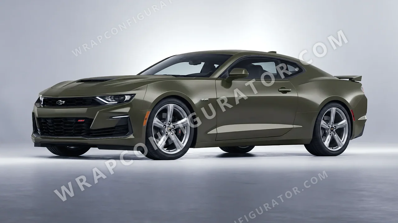 Green Chevrolet Camaro SS 2020 wrapped in Colourshield PPF by HyperPro Gray Green SMF46-P