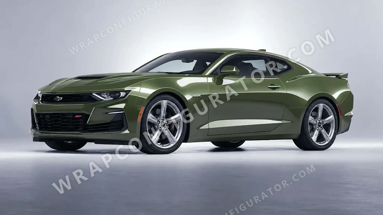 Green Chevrolet Camaro SS 2020 wrapped in Colourshield PPF by HyperPro Laurel Green HGM53-P