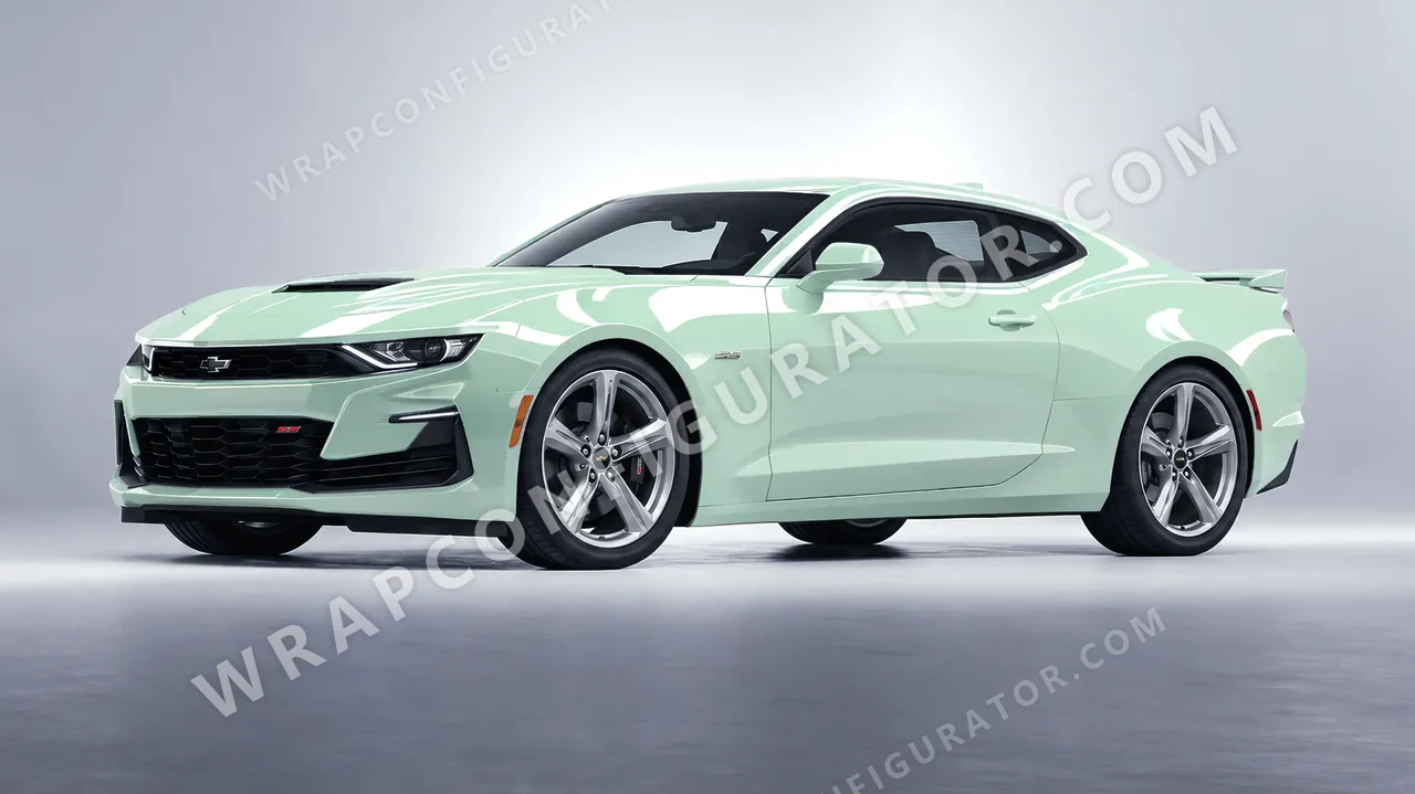 Green Chevrolet Camaro SS 2020 wrapped in Colourshield PPF by HyperPro Light Mint Green HGF41-P