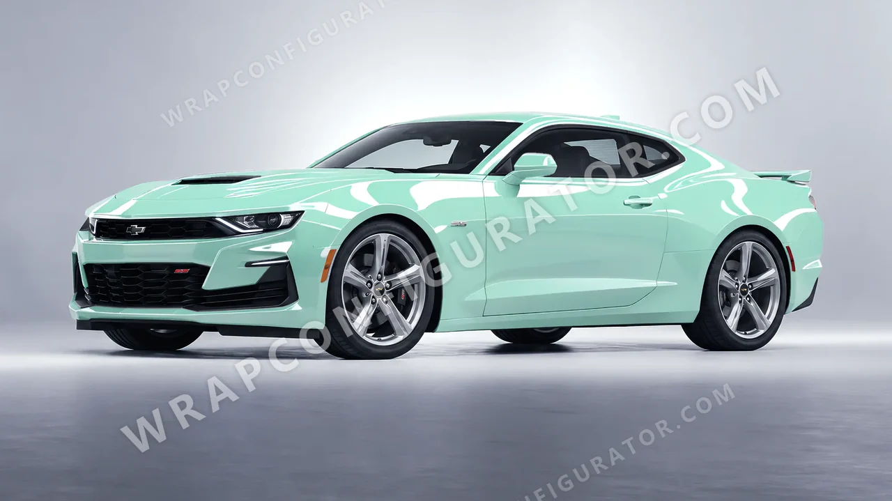 Green Chevrolet Camaro SS 2020 wrapped in Colourshield PPF by HyperPro Mint Green HGF80-P