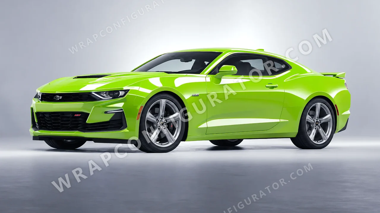 Green Chevrolet Camaro SS 2020 wrapped in Colourshield PPF by HyperPro Neon Green HGF76-P