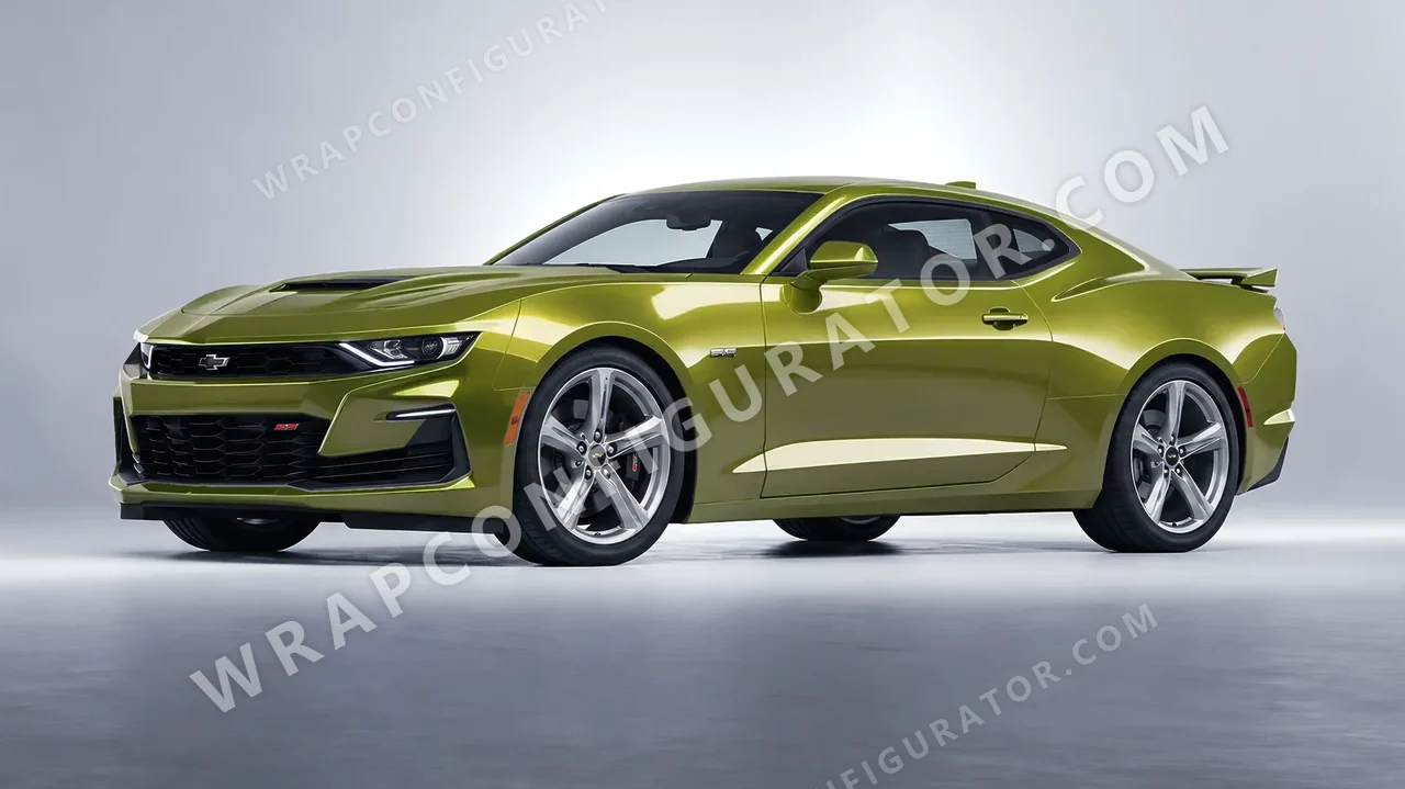 Green Chevrolet Camaro SS 2020 wrapped in Colourshield PPF by HyperPro Olive Green HGM25-P