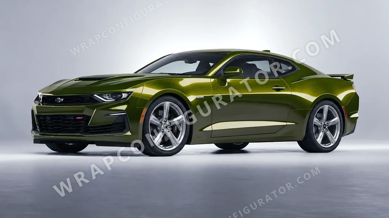 Green Chevrolet Camaro SS 2020 wrapped in Colourshield PPF by HyperPro Seaweed Green HGM47-P