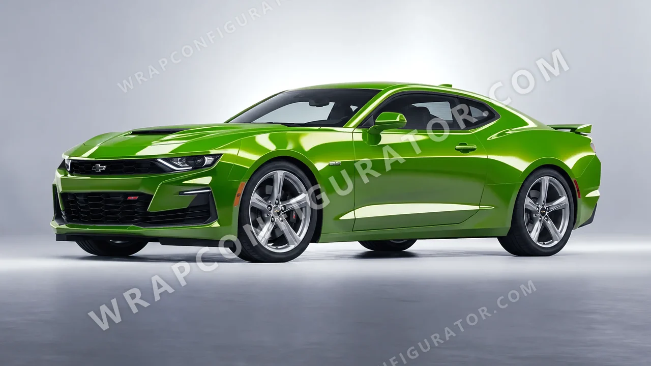 Green Chevrolet Camaro SS 2020 wrapped in Inozetek Dynamic PPF Drift HQ Java Green DHQ999