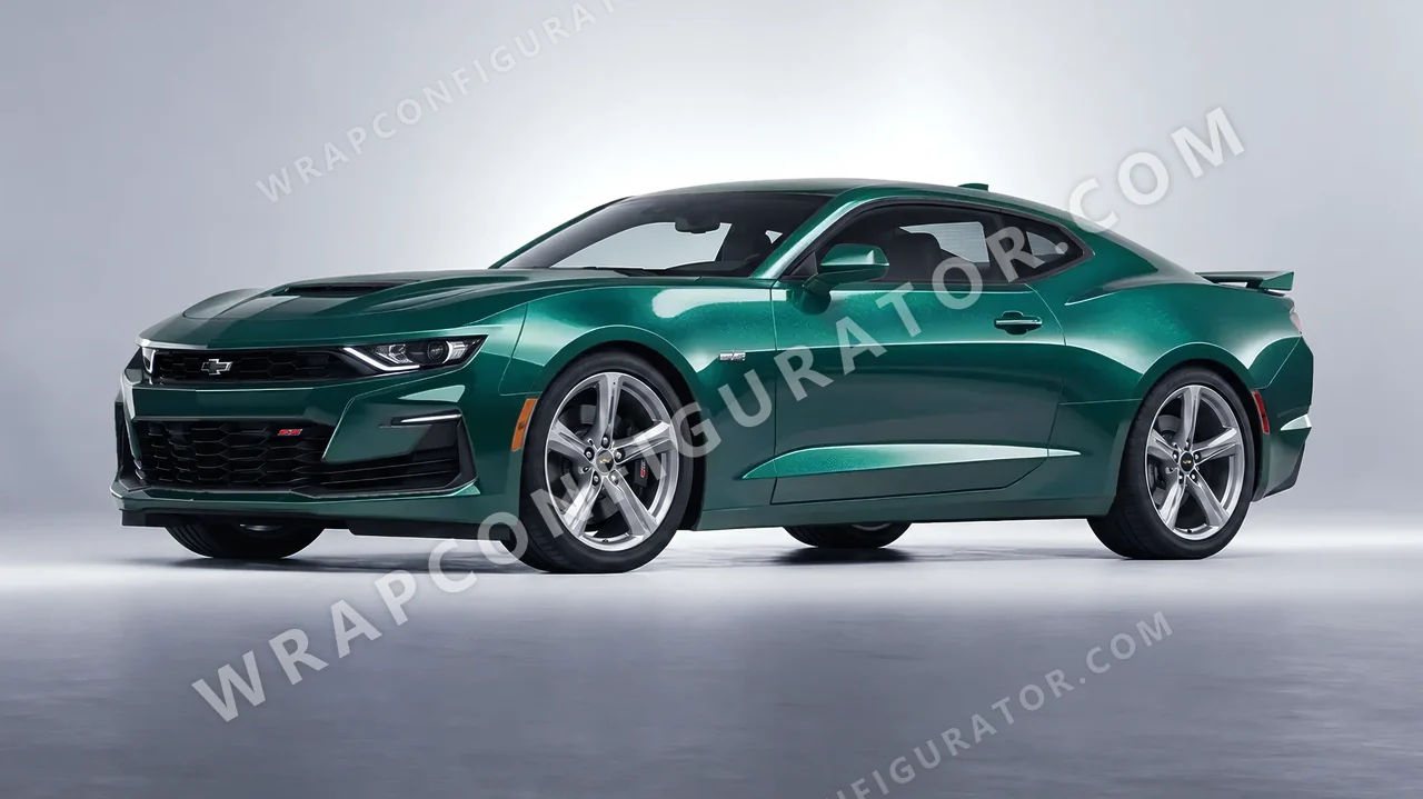 Green Chevrolet Camaro SS 2020 wrapped in Inozetek Dynamic PPF Emerald Green DPPF902