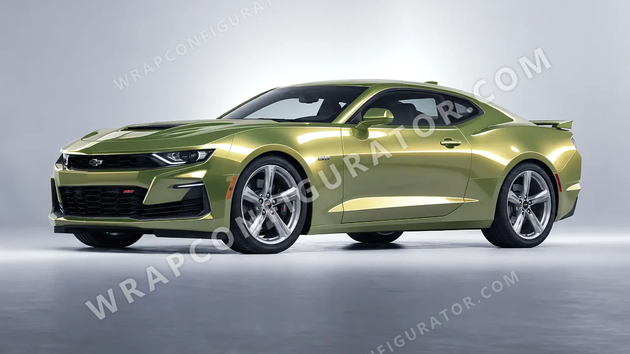 Green Chevrolet Camaro SS 2020 wrapped in Inozetek Dynamic PPF Golden Green DPPF929