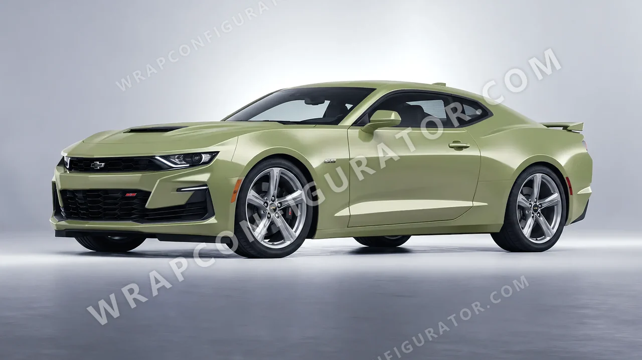 Green Chevrolet Camaro SS 2020 wrapped in Inozetek Dynamic PPF Khaki Green DPPF812