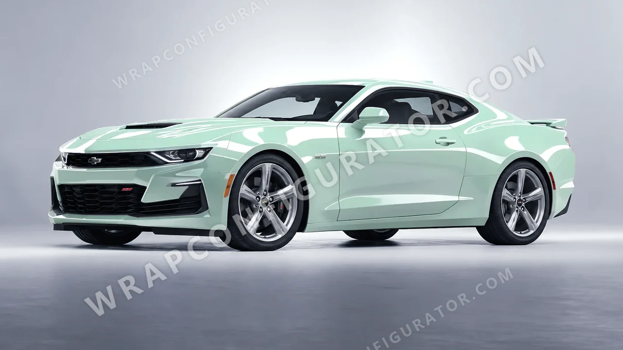 Green Chevrolet Camaro SS 2020 wrapped in Inozetek Dynamic PPF Light Mint DPPF934