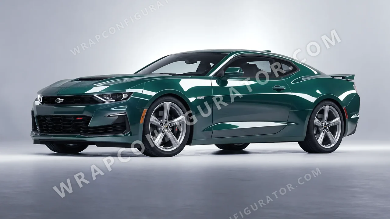 Green Chevrolet Camaro SS 2020 wrapped in Inozetek Dynamic PPF Shadow Green DPPF911