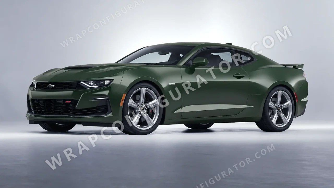 Green Chevrolet Camaro SS 2020 wrapped in Inozetek Dynamic PPF Urban British Green URBN101