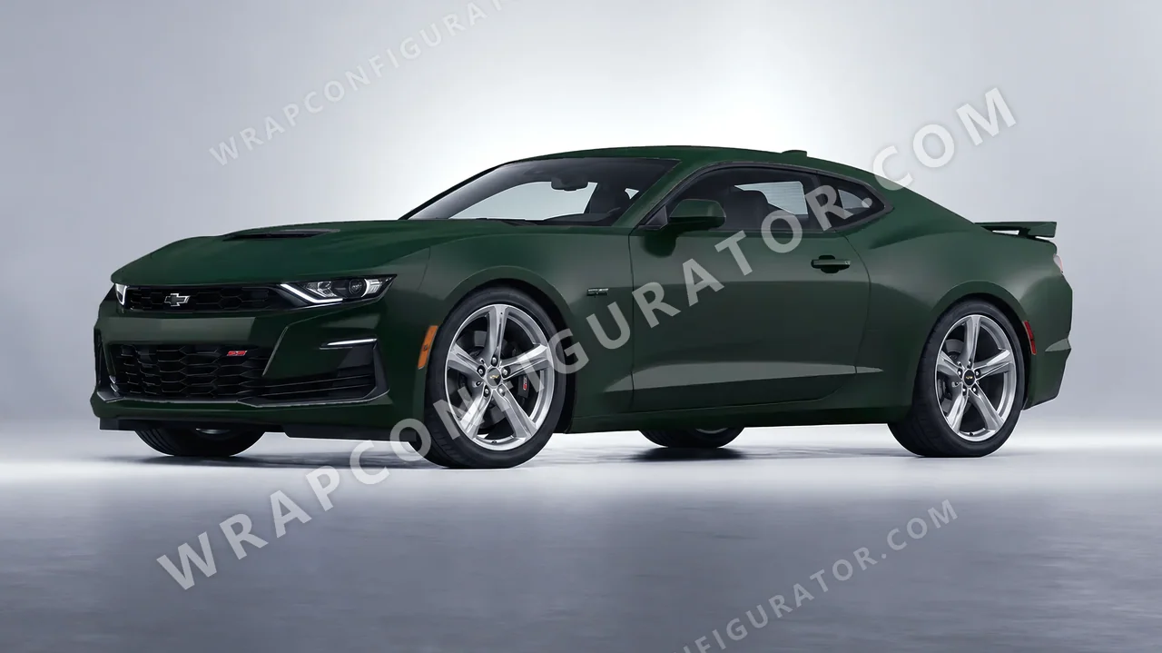 Green Chevrolet Camaro SS 2020 wrapped in KPMF Frozen Emerald Matt K75577