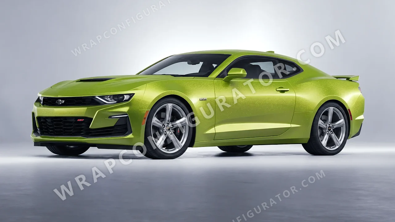 Green Chevrolet Camaro SS 2020 wrapped in KPMF Matt Dynamic Lime K75503