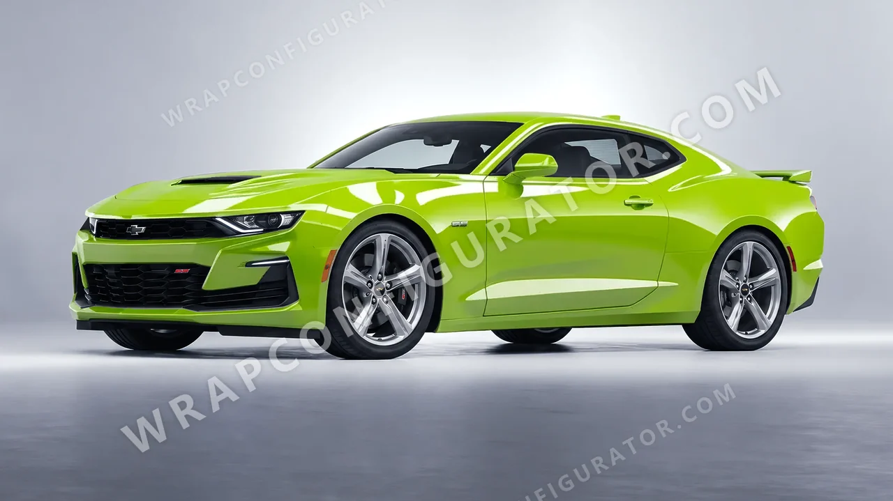Green Chevrolet Camaro SS 2020 wrapped in KPMF Surge Green K75438