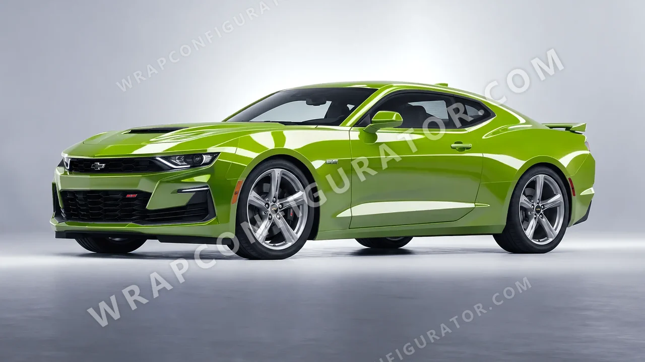 Green Chevrolet Camaro SS 2020 wrapped in ORACAL Algae Green 970RA-688G