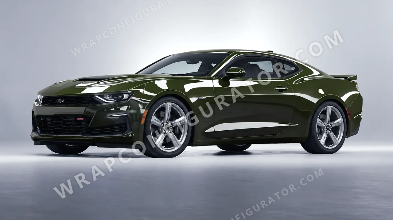 Green Chevrolet Camaro SS 2020 wrapped in ORACAL Bottle Green 970RA-286G