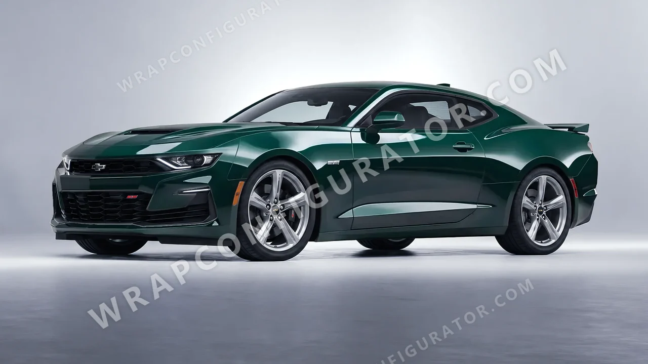 Green Chevrolet Camaro SS 2020 wrapped in ORACAL Fir Tree Green 970RA-622G
