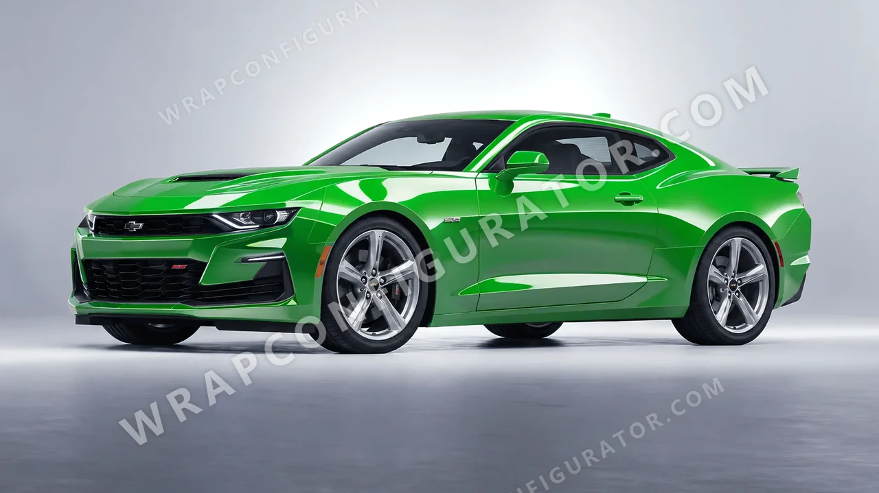 Green Chevrolet Camaro SS 2020 wrapped in ORACAL Grass Green 970RA-602G