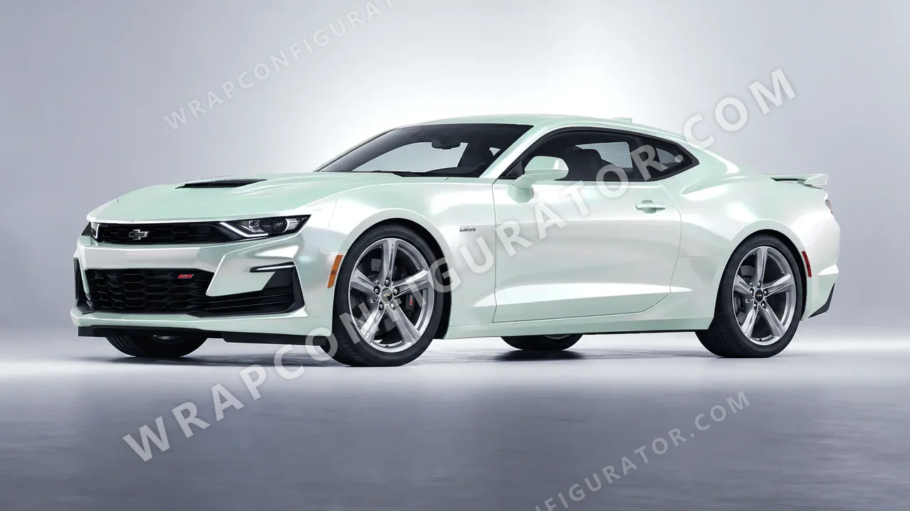 Green Chevrolet Camaro SS 2020 wrapped in ORACAL Pearl Green 970RA-992G