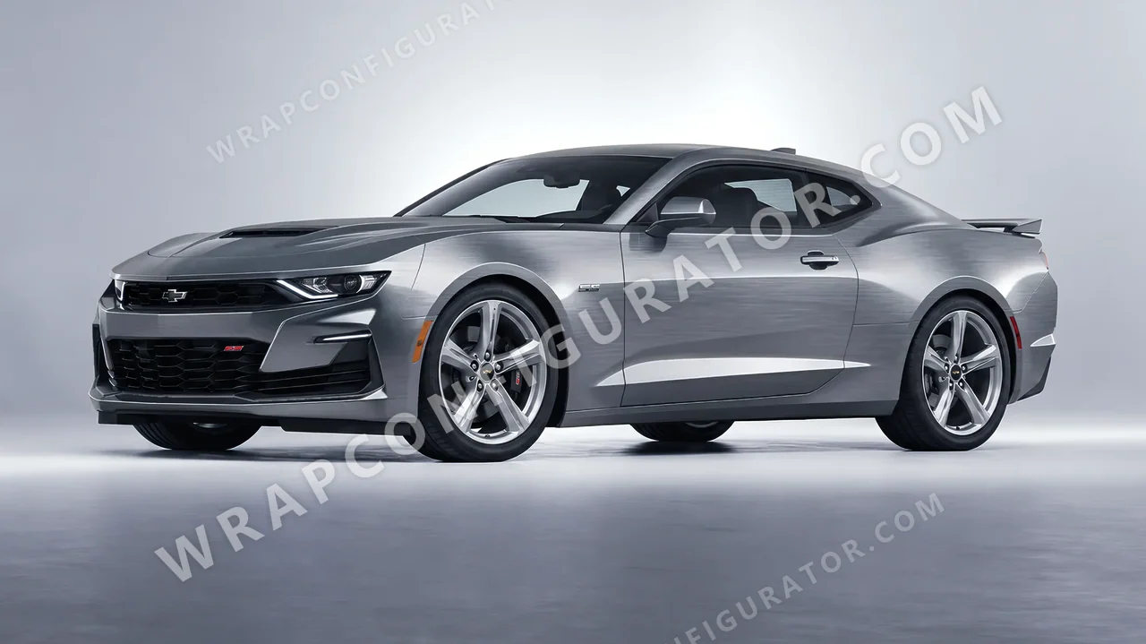 Grey Chevrolet Camaro SS 2020 wrapped in 3M Brushed Steel BR201