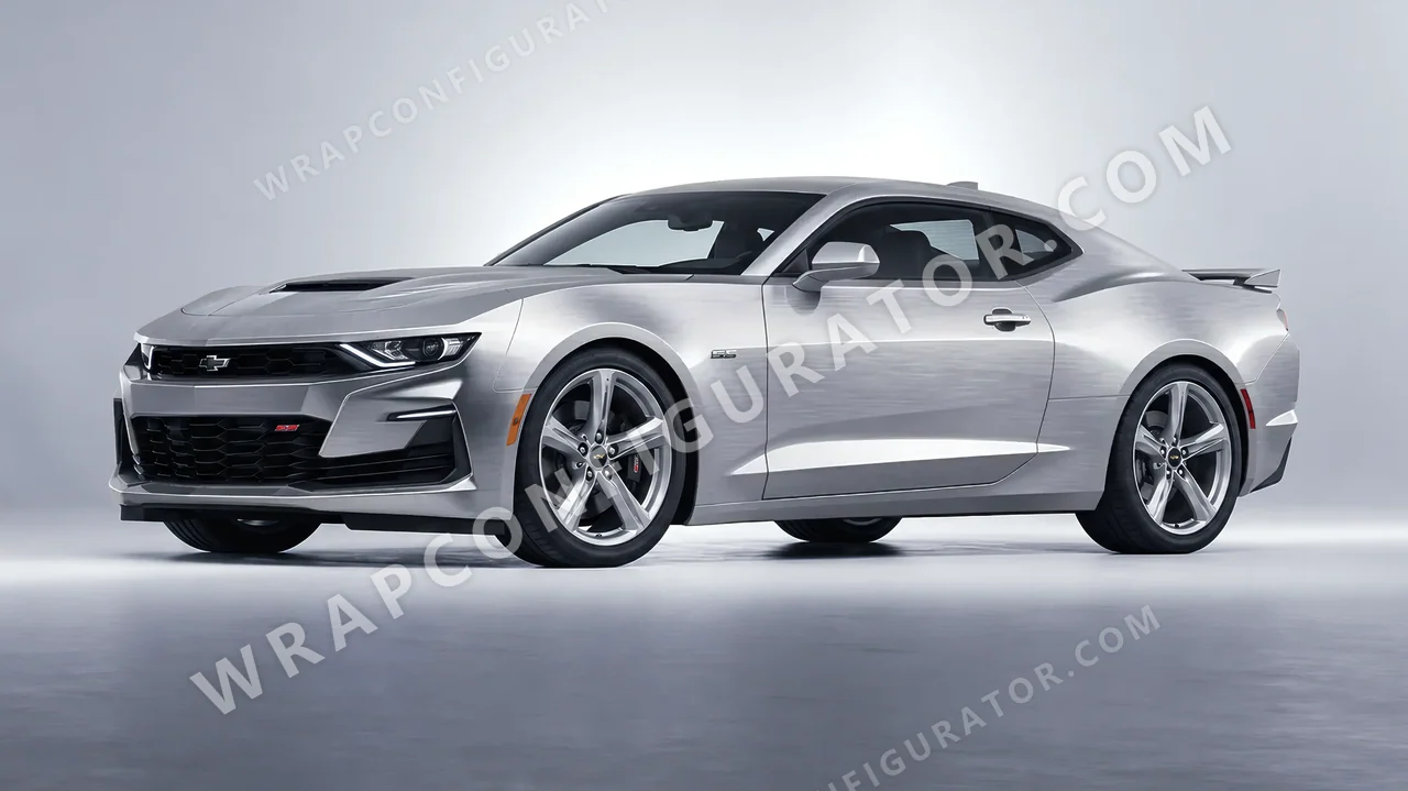 Grey Chevrolet Camaro SS 2020 wrapped in 3M Brushed Titanium BR230