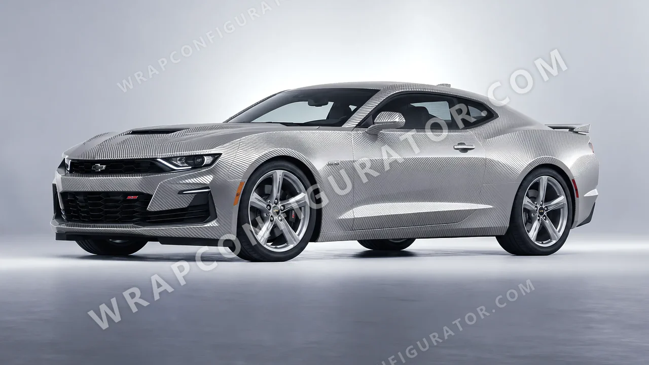 Grey Chevrolet Camaro SS 2020 wrapped in 3M Carbon Fiber Anthracite CFS201