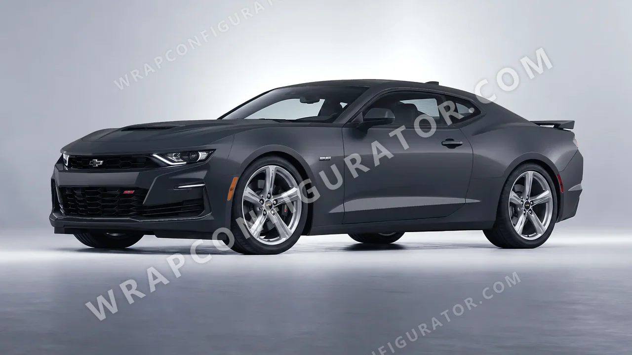 Grey Chevrolet Camaro SS 2020 wrapped in 3M Matte Dark Gray M261