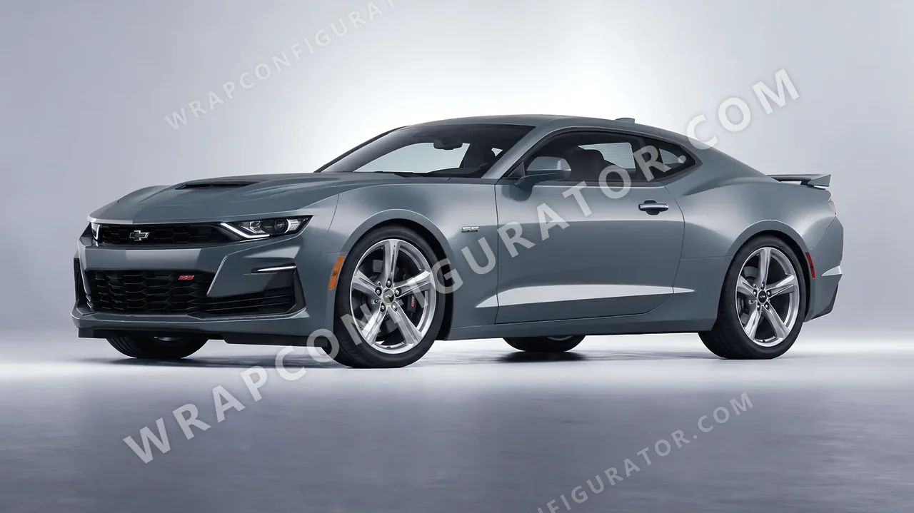Grey Chevrolet Camaro SS 2020 wrapped in 3M Satin Battleship Gray S51