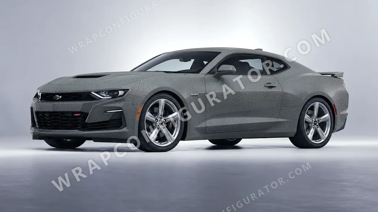 Grey Chevrolet Camaro SS 2020 wrapped in Avery Dennison Rugged Bedrock Grey SW900-824-X