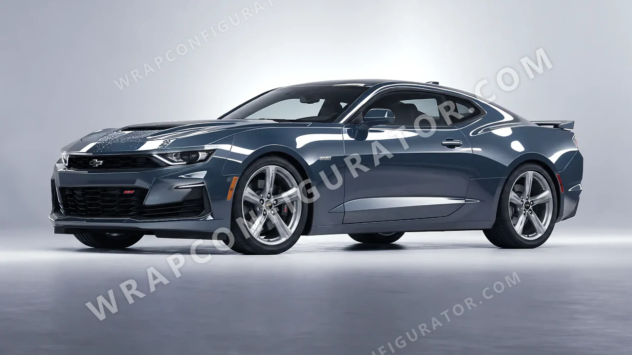 Grey Chevrolet Camaro SS 2020 wrapped in Inozetek Dynamic PPF Blue Graphite Grey DPPF927