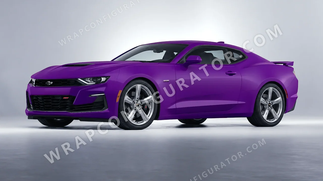 Grey Chevrolet Camaro SS 2020 wrapped in KPMF Matt Iced Amethyst Titanium K75568