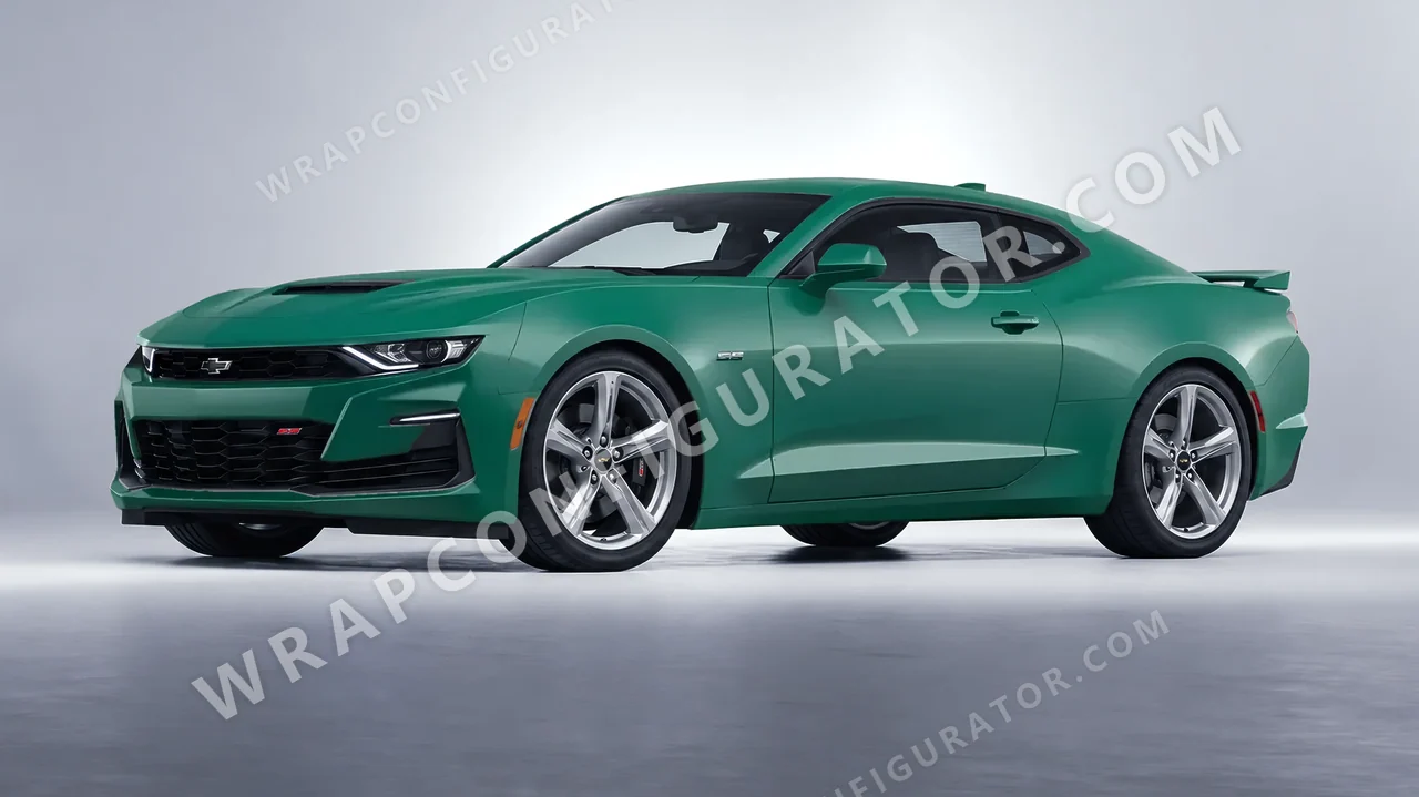 Grey Chevrolet Camaro SS 2020 wrapped in KPMF Matt Iced Green Titanium K75507