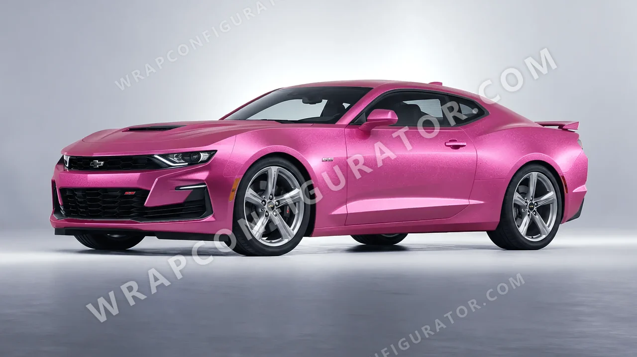 Grey Chevrolet Camaro SS 2020 wrapped in KPMF Matt Iced Pink Titanium K75504