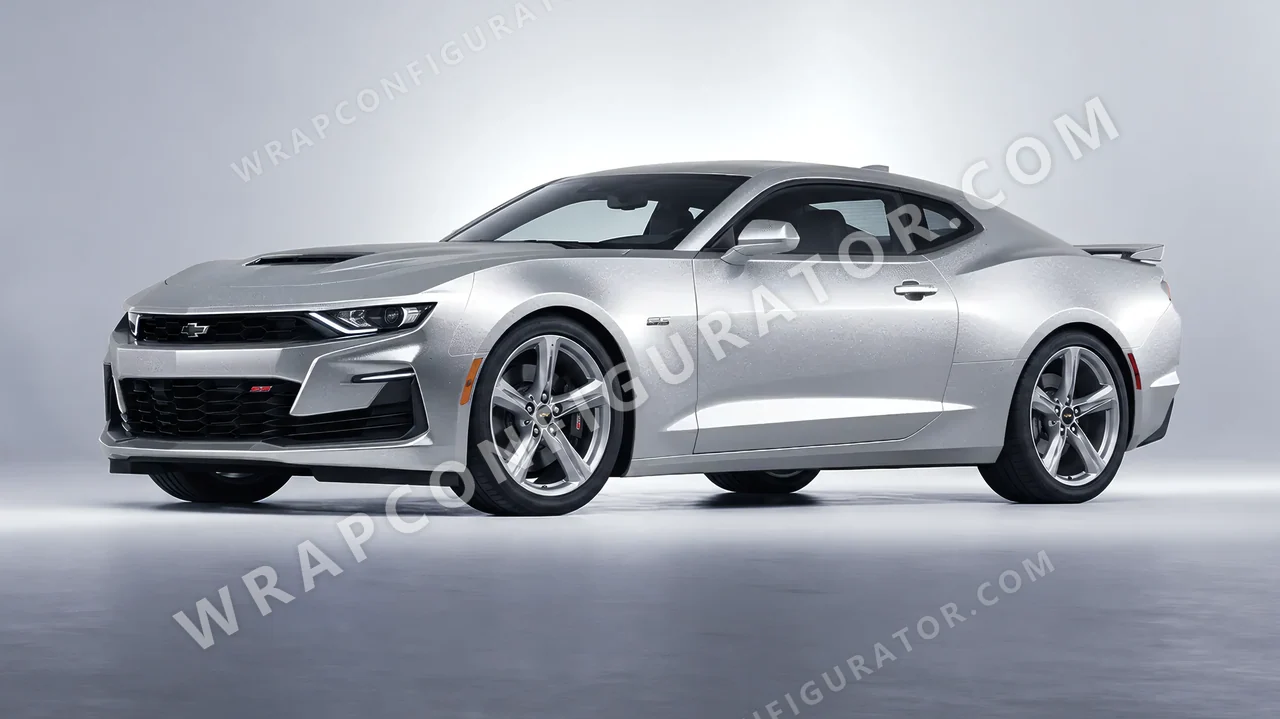 Grey Chevrolet Camaro SS 2020 wrapped in KPMF Matt Iced Silver Titanium K75501