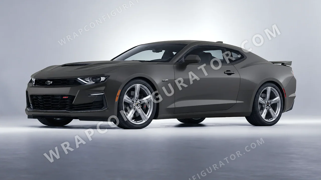 Grey Chevrolet Camaro SS 2020 wrapped in ORACAL Dark Grey 970RA-073M