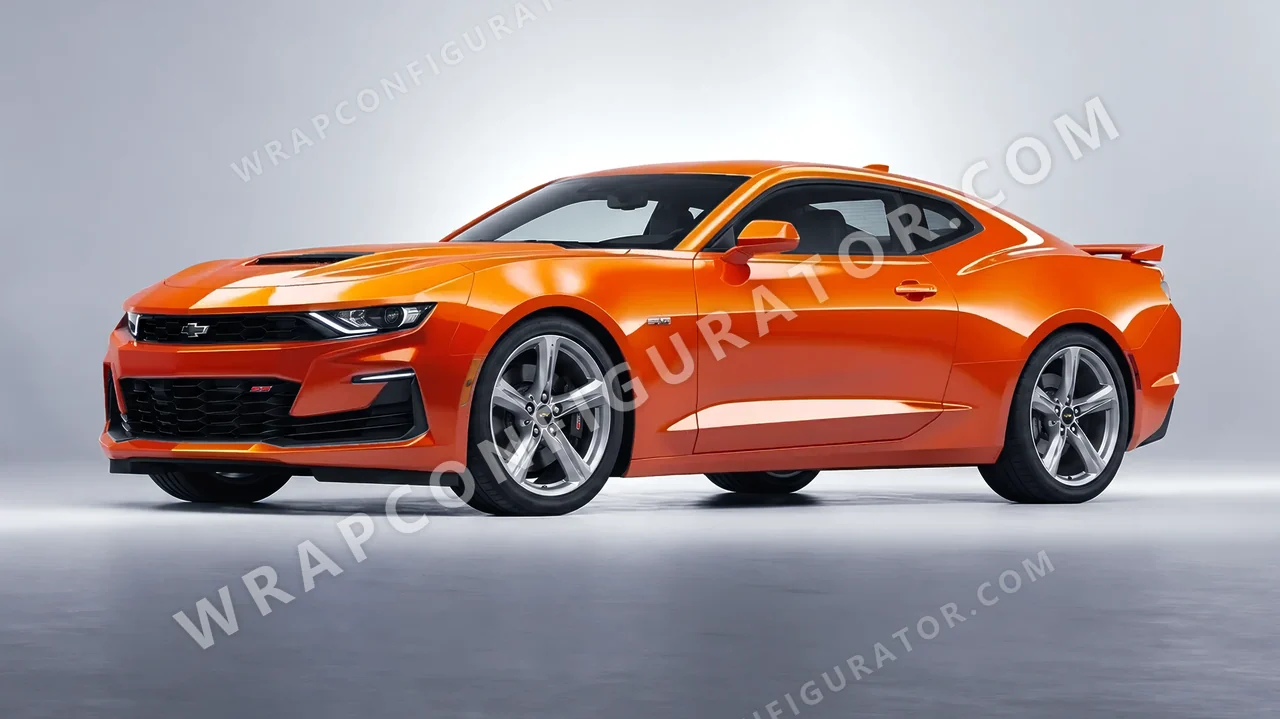 Orange Chevrolet Camaro SS 2020 wrapped in 3M Gloss Fiery Orange G364