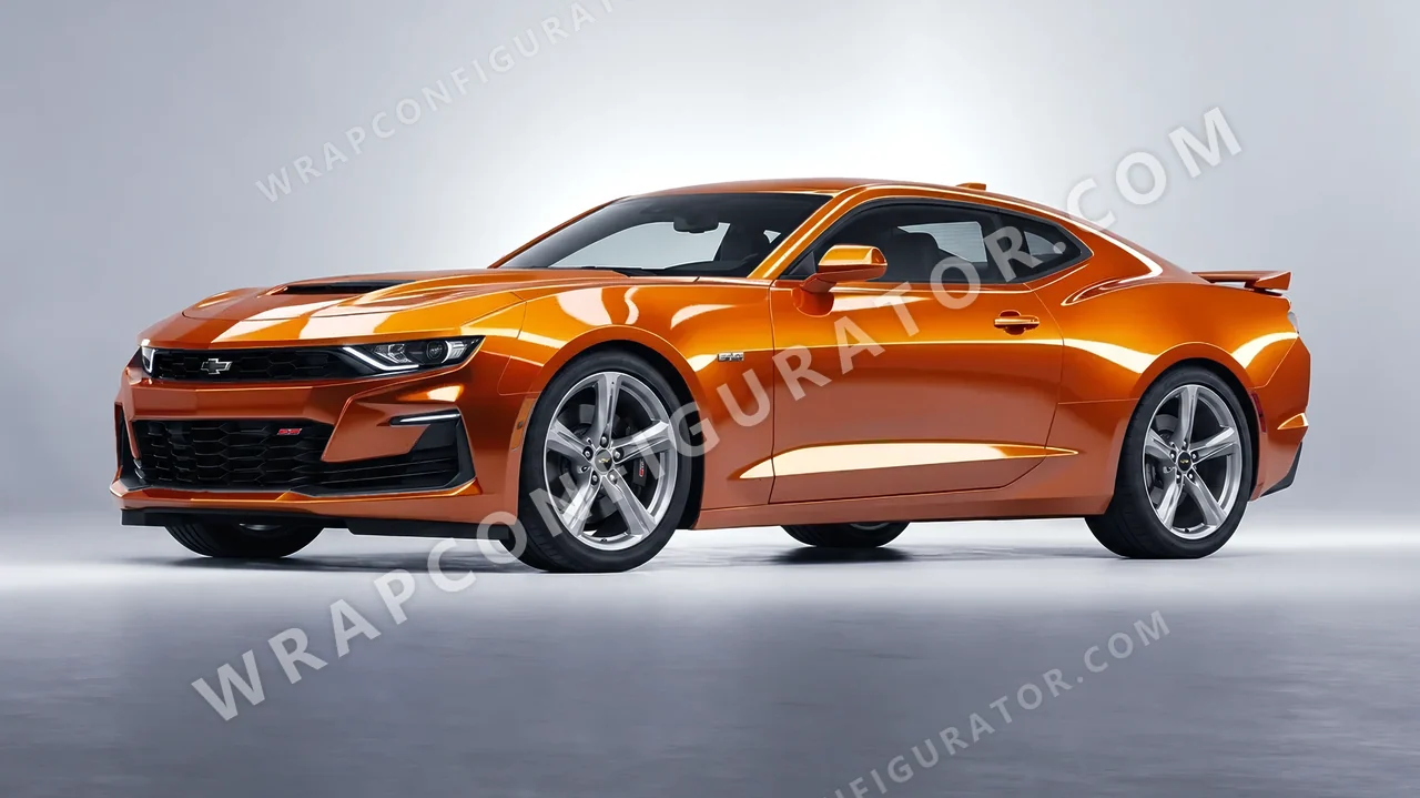 Orange Chevrolet Camaro SS 2020 wrapped in 3M Gloss Liquid Copper G344
